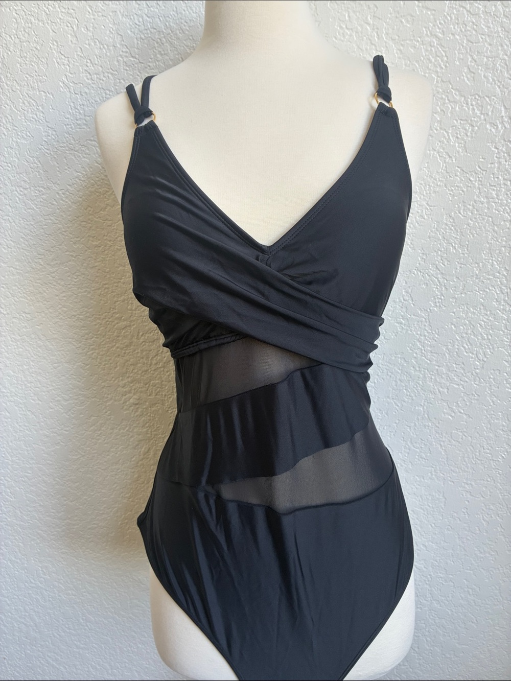 Cupshe Black Mesh-Waist One-Piece Swimsuit